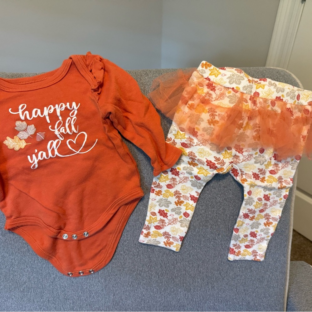 Catherine Malandrino Orange and White Kids Matching Set